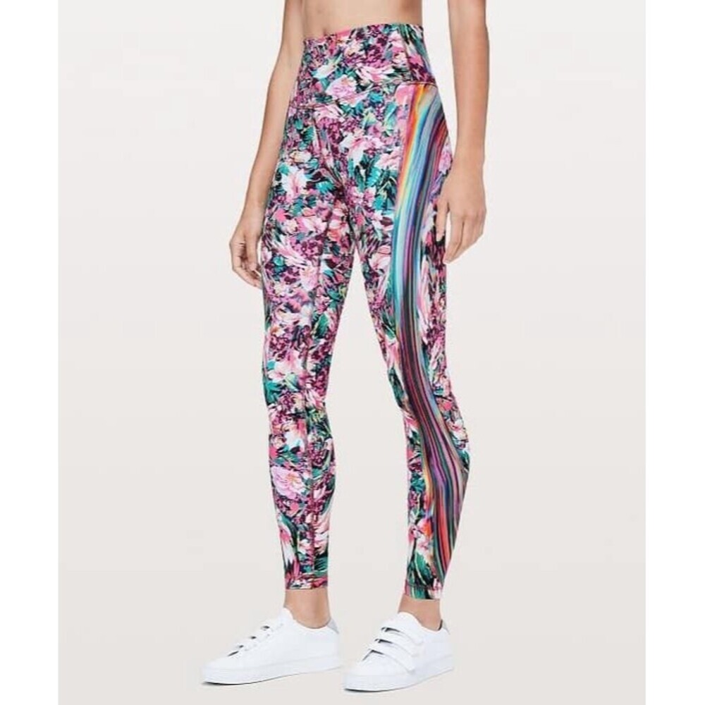 Lululemon Wunder Under Hi-Rise Tights Spectrum Nulux Floral Rainbow Size 10 Rare